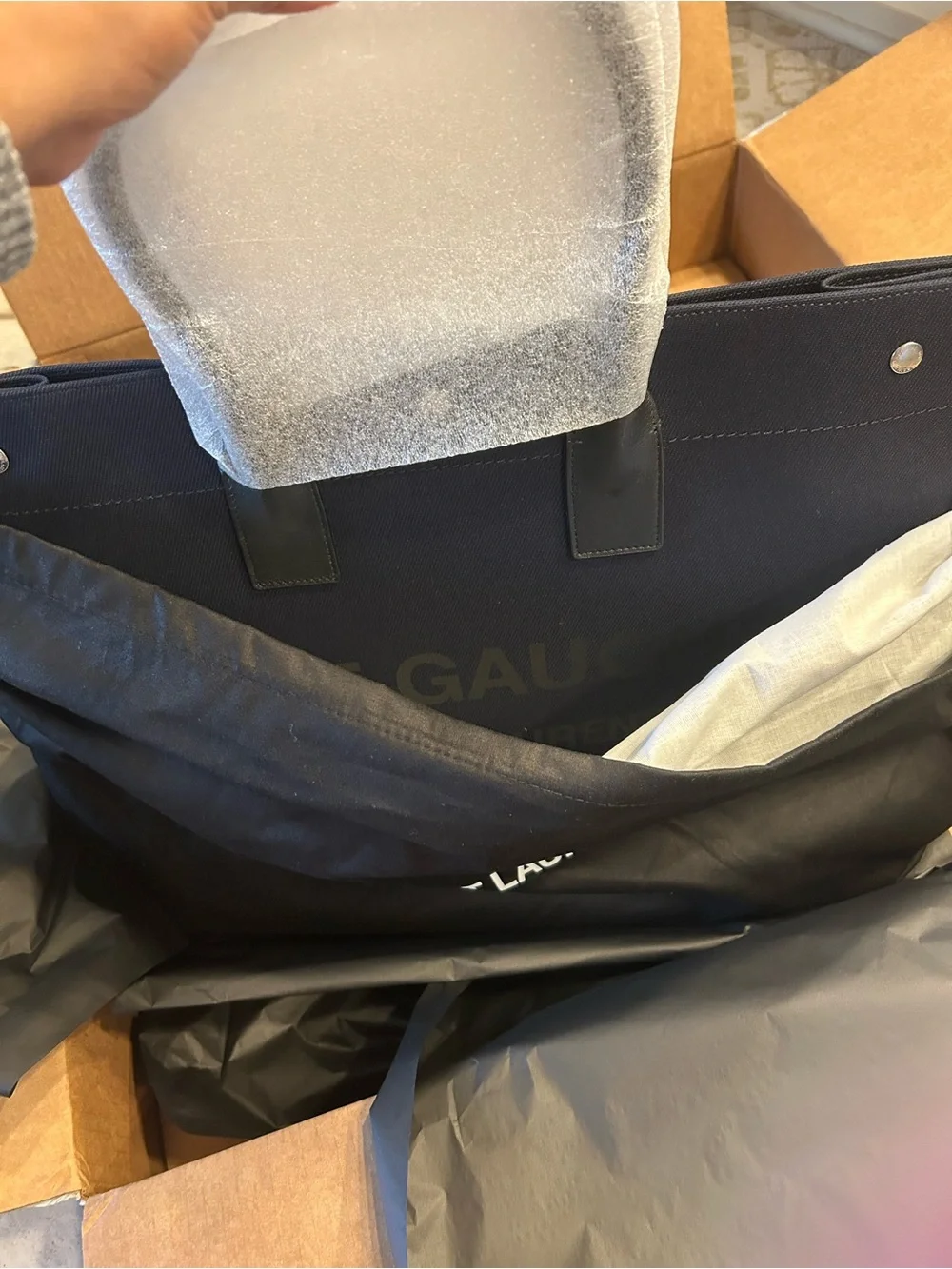Saint Laurent Navy and Black Rive Gauche Canvas Tote